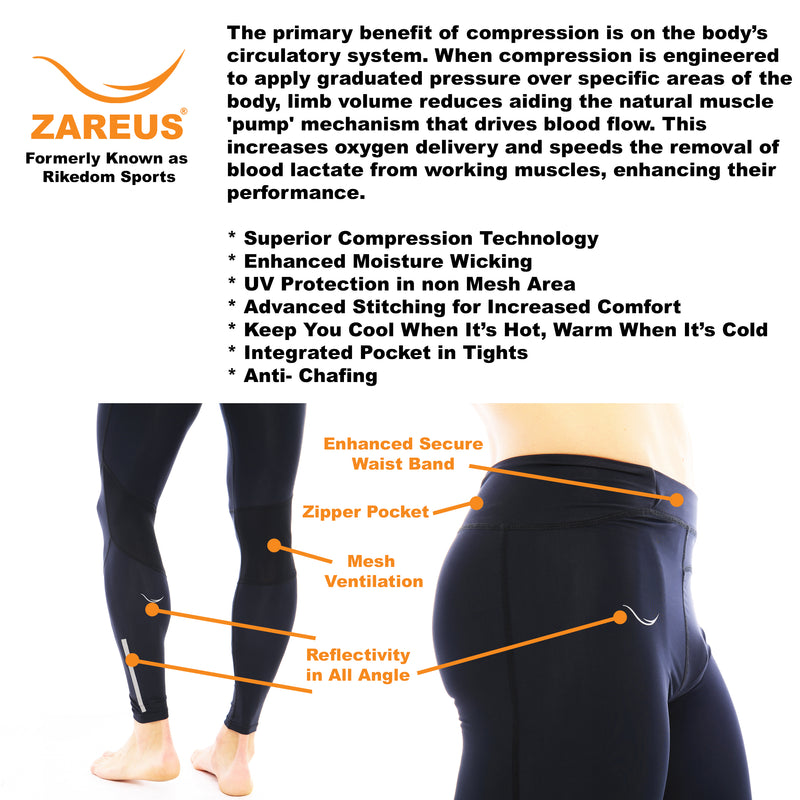 ZAREUS Men's Compression Pants Running Tights Athletic Leggings- Dry Fit Workout Tight